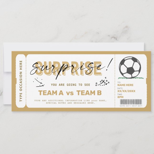 Fake Soccer Game Ticket Gift Voucher  (Front)