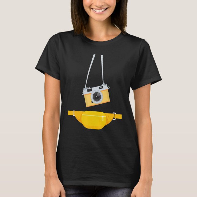 Fake Tourist Photographer Strap Hanging Camera & W T-Shirt (Front)