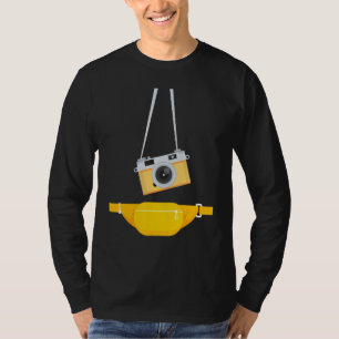 Fake Tourist Photographer Strap Hanging Camera & W T-Shirt