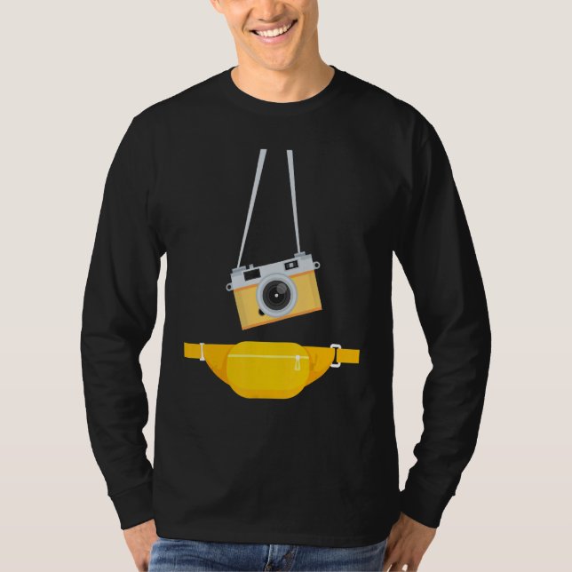 Fake Tourist Photographer Strap Hanging Camera & W T-Shirt (Front)