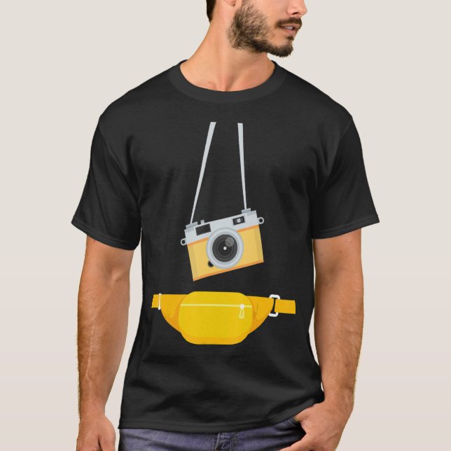 Fake Tourist Photographer Strap Hanging Camera & W T-Shirt (Front)