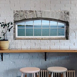 Fake Window Arch with View of Sparkling Sea Poster