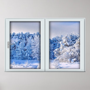 Fake Window Illusion - Fresh Snow Scenery Poster