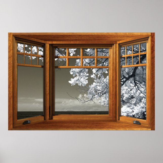 Fake Window Illusion - Ominous White Blossoms Poster (Front)