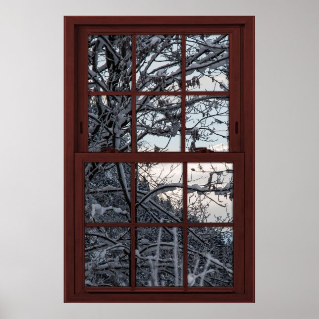 Fake Window - Illusion - Winter Woods View 1 of 2 Poster (Front)