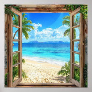 Fake window landscape Illusion Window Wall Art