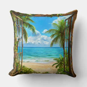 Fake window landscape Scenic Nature View Cushion
