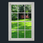 Fake Window - White Wood Frame - Backyard View Poster<br><div class="desc">Enhance the décor of any room with this picturesque poster. The artwork creates the illusion of having a window which is encased by a White Wood Frame on your wall. The realistic backyard scenery is actually my backyard so it is original and unique. The original artwork is 24" x 36"...</div>