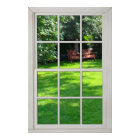 Fake Window - White Wood Frame - Backyard View