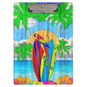 Fake Wood Grain Coastal Surf Art Clipboard