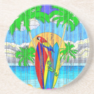 Fake Wood Grain Coastal Surf Art Coaster