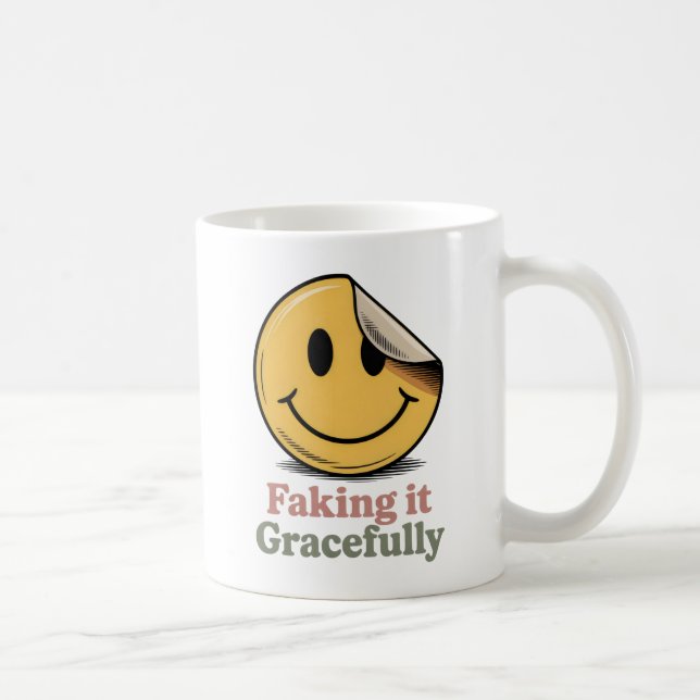 Faking It Gracefully | Self-Aware Survival Humor   Coffee Mug (Right)