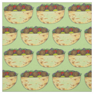 Falafel Balls Lettuce Tomato Pita Foodie Sandwich Fabric