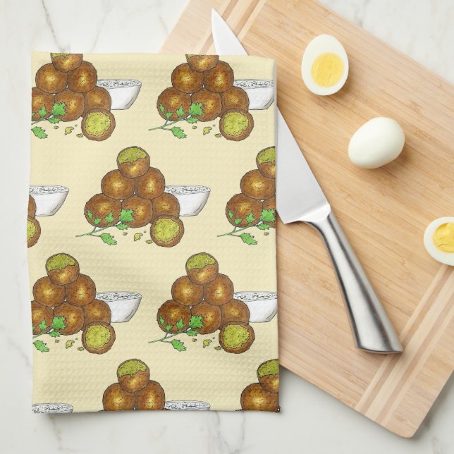 Falafel Balls Middle Eastern Chickpeas Egyptian Tea Towel (Quarter Fold)
