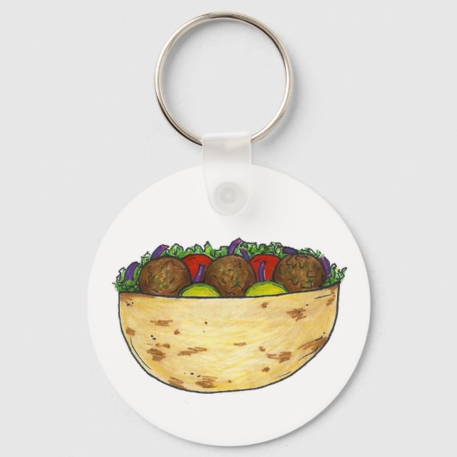 Falafel Pita Sandwich Food Foodie Gift Keychain (Front)