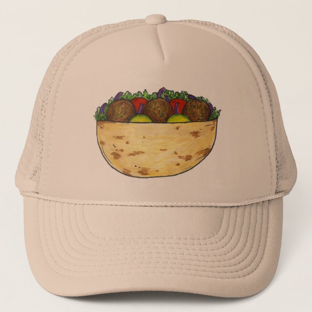 Falafel Pita Sandwich Mediterranean Food Foodie Trucker Hat (Front)