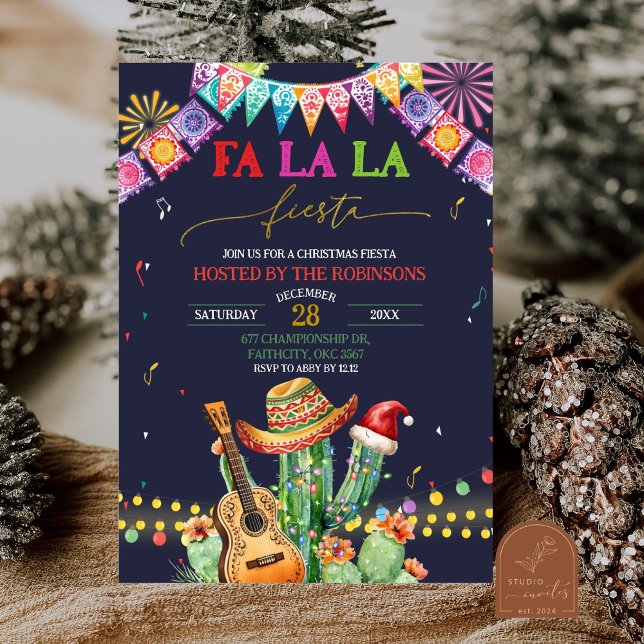 Falala Fiesta Christmas Cactus Holiday Party Invitation (Creator Uploaded)