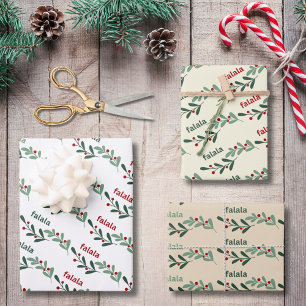 Falala Holly Pattern Christmas Wrapping Paper Sheet