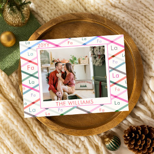 Falala Pastel Chequered Pattern Christmas Photo Holiday Card