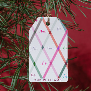 Falala To and From Chequered Pattern Christmas Gift Tags