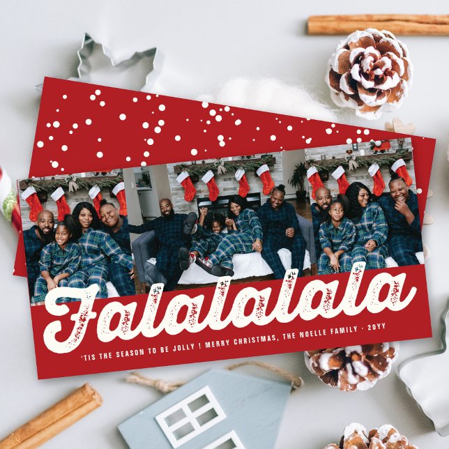Falalalala Bold Script Fun Classic Christmas Photo Holiday Card (Creator Uploaded)