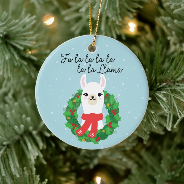 FaLaLaLaLa Llama Fun Christmas Ceramic Tree Decoration (Tree)