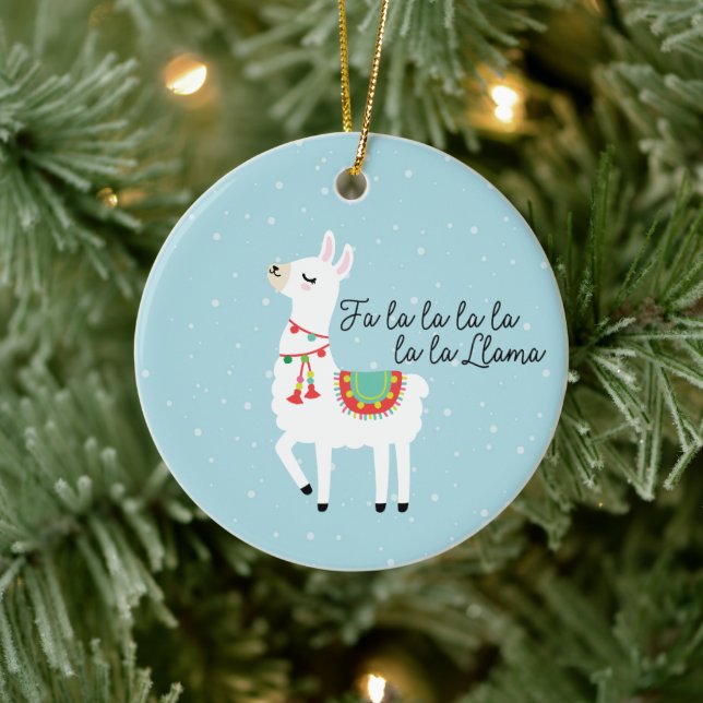 FaLaLaLaLa Llama Fun Snow Christmas Ceramic Tree Decoration (Tree)