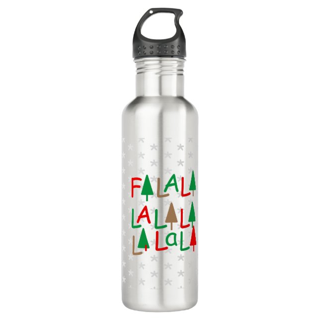 Falalalala... Red Green Brown Water Bottle (Front)