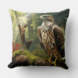 Falcon Animal Bird Wildlife Wilderness Colourful Cushion