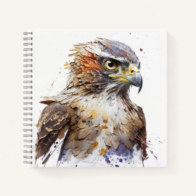 Falcon Bird Portrait Animal Painting Wildlife Free Notebook (Front)
