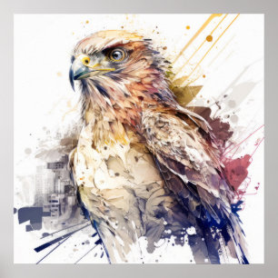 Falcon Bird Portrait Animal Painting Wildlife Free Poster