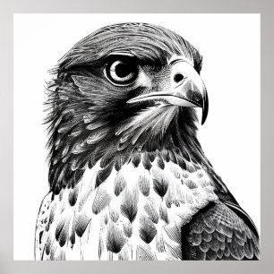 Falcon Bird Wild Nature Animal Illustration Art  Poster