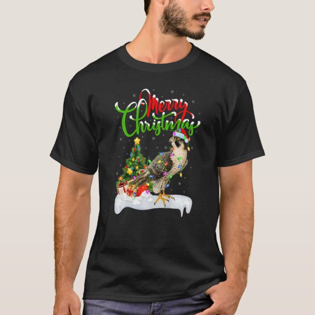 Falcon Bird  Xmas Decorations Santa Falcon Christm T-Shirt (Front)