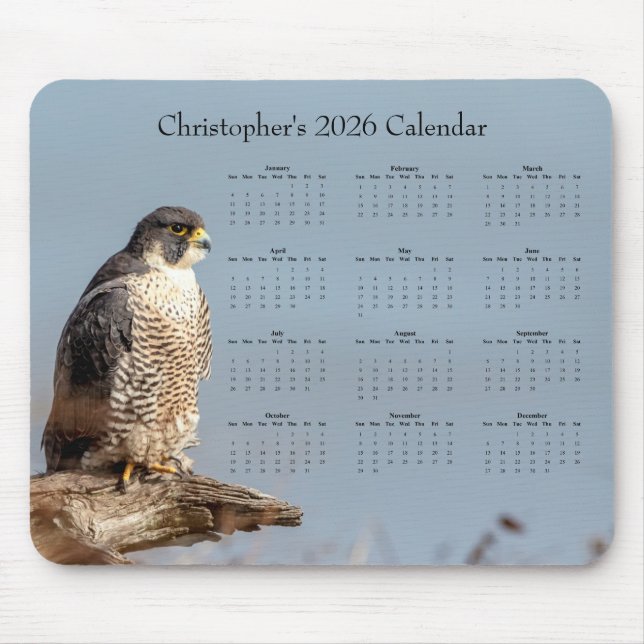 Falcon - Customizable full year 2026 calendar Mouse Pad (Front)