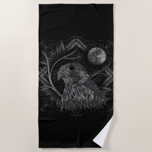 Falcon Full Moon Black Beach Towel
