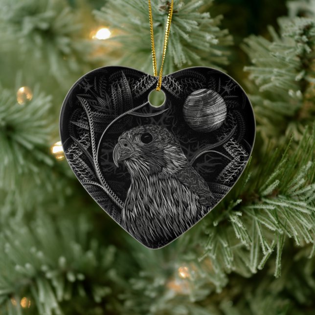 Falcon Full Moon Ceramic Tree Decoration (Tree)