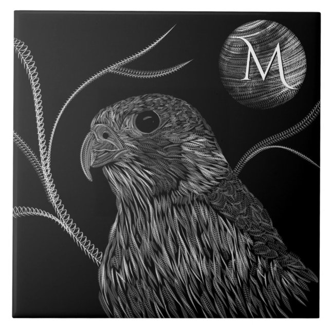 Falcon Full Moon Monogram Black Tile (Front)