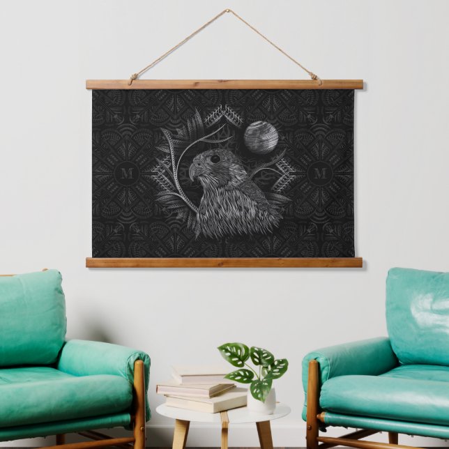 Falcon Full Moon Monogram Hanging Tapestry (Living Room)