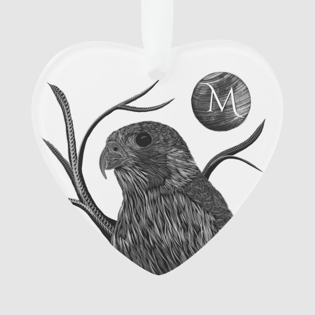 Falcon Full Moon Monogram Ornament (Front)