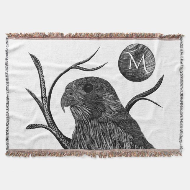 Falcon Full Moon Monogram Throw Blanket (Front)