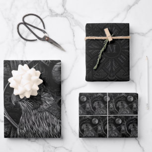 Falcon Full Moon Monogram Wrapping Paper Sheet