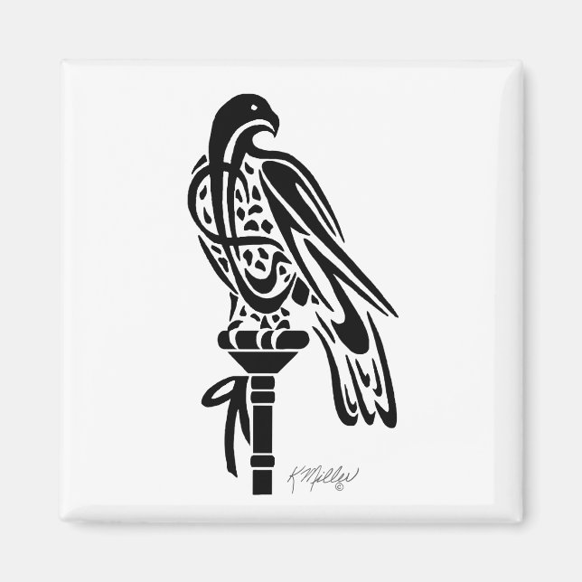 Falcon on Block Perch Magnet (Front)