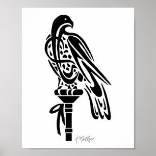 Falcon on Block Perch Poster