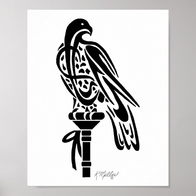 Falcon on Block Perch Poster (Front)