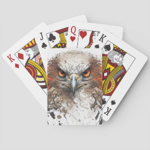 Falcon Portrait Animal Painting Wildlife Outdoors Playing Cards