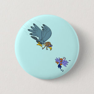 Falcon with goggles 6 cm round badge