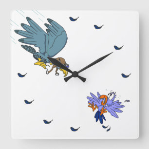 Falcon with goggles Cartoon Square Wall Clock