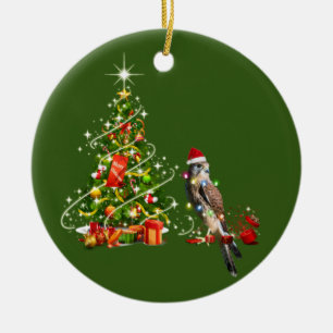 Falcon With Hat LIGHTS Christmas Ceramic Tree Decoration