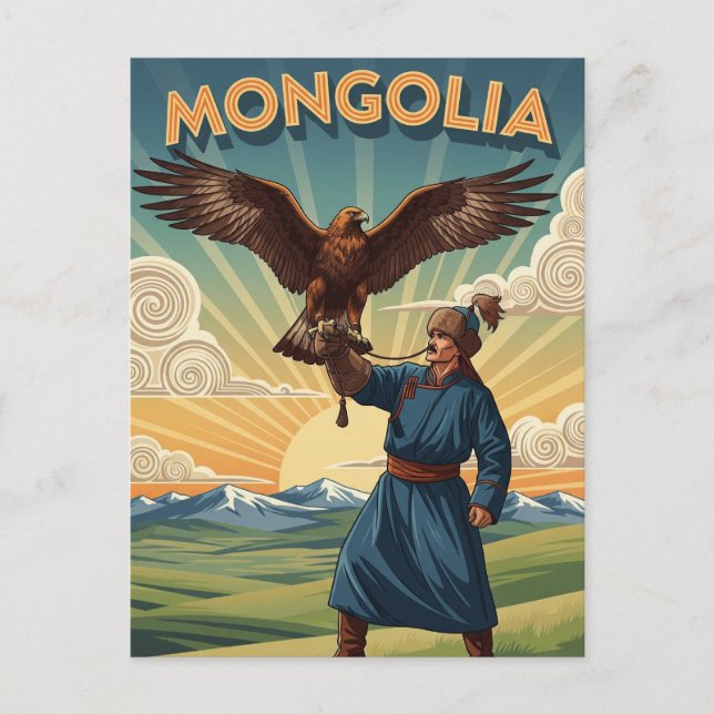 Falconer in Mongolia Travel Postcard (Front)