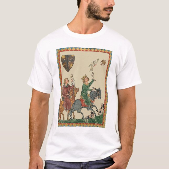 Falconry, 14th Century Codex Manesse T-Shirt (Front)